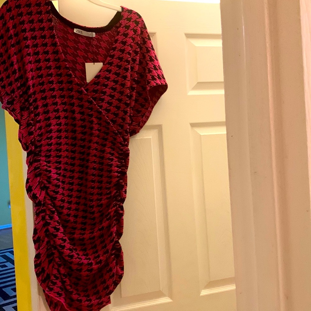 Hot Pink Houndstooth Dress